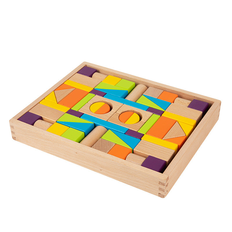 Cross-border children develop intelligence solid beech 100 solid wood building blocks 3-12 years old to build educational toys