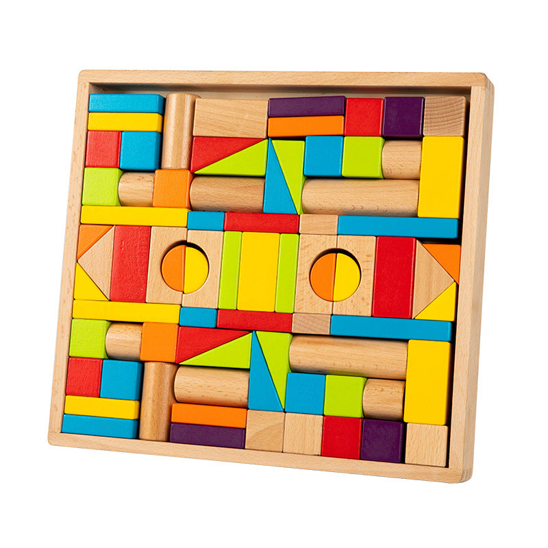 Cross-border children develop intelligence solid beech 100 solid wood building blocks 3-12 years old to build educational toys