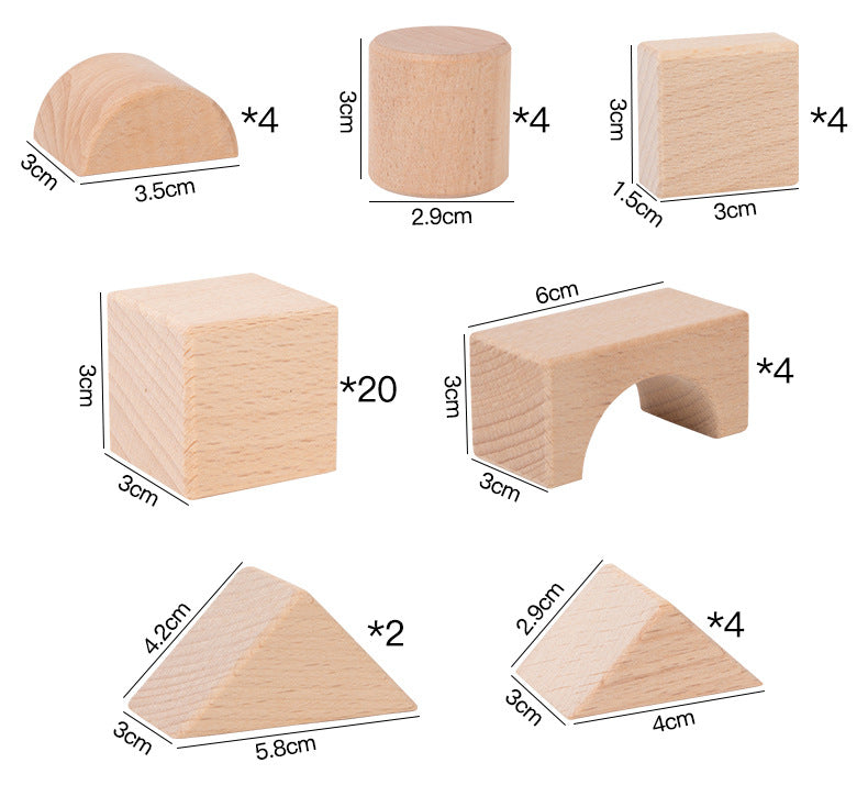 Cross-border children develop intelligence solid beech 100 solid wood building blocks 3-12 years old to build educational toys