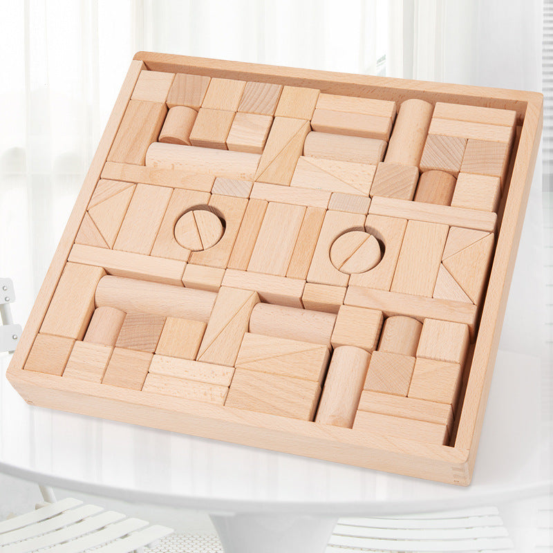 Cross-border children develop intelligence solid beech 100 solid wood building blocks 3-12 years old to build educational toys
