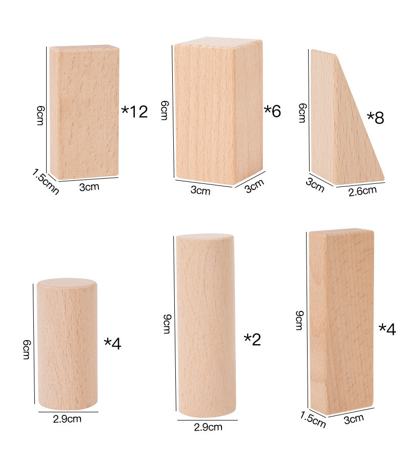 Cross-border children develop intelligence solid beech 100 solid wood building blocks 3-12 years old to build educational toys