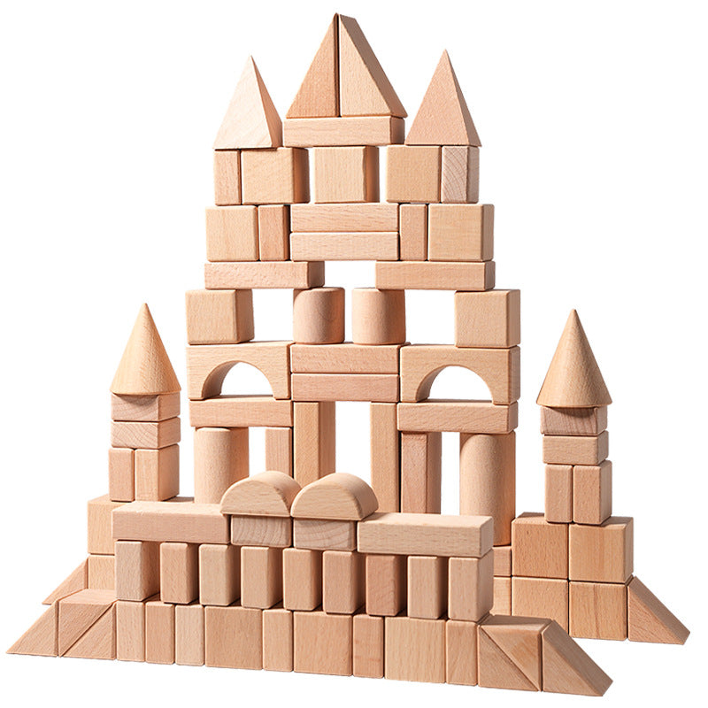 Cross-border children develop intelligence solid beech 100 solid wood building blocks 3-12 years old to build educational toys