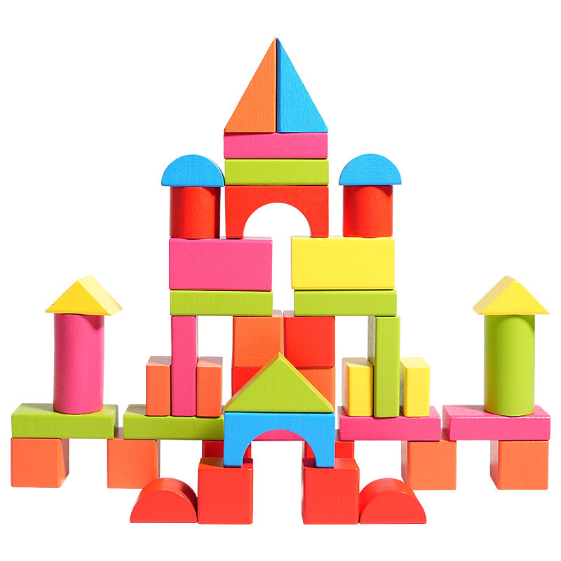 Cross-border children develop intelligence solid beech 100 solid wood building blocks 3-12 years old to build educational toys