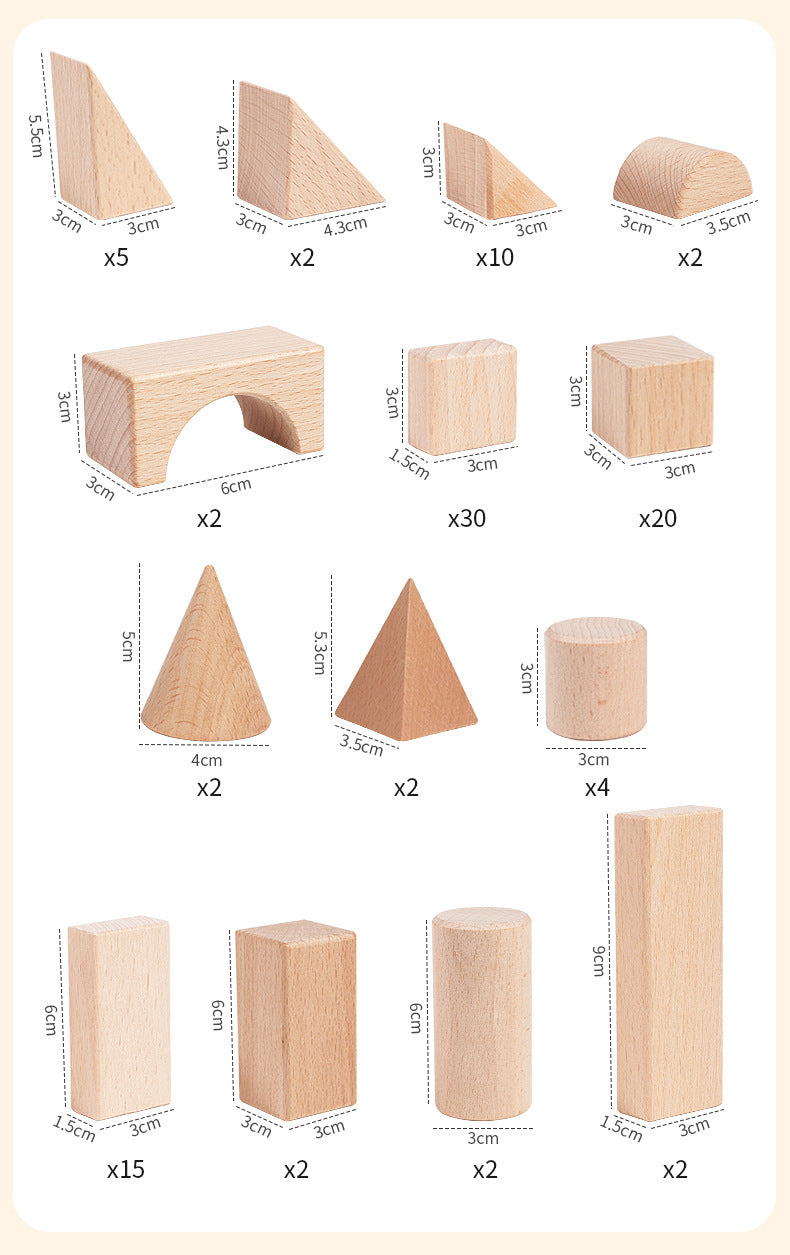 Cross-border children develop intelligence solid beech 100 solid wood building blocks 3-12 years old to build educational toys