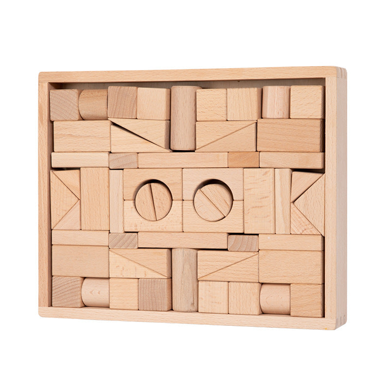 Cross-border children develop intelligence solid beech 100 solid wood building blocks 3-12 years old to build educational toys