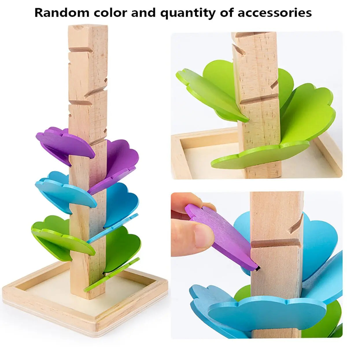 Children's music tree toys, wooden beads, rainbow petals, puzzle building blocks, early education, falling leaves, rolling balls