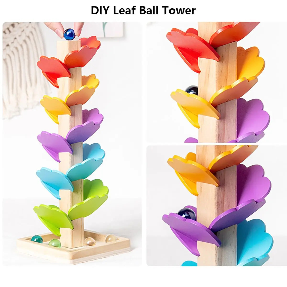 Children's music tree toys, wooden beads, rainbow petals, puzzle building blocks, early education, falling leaves, rolling balls