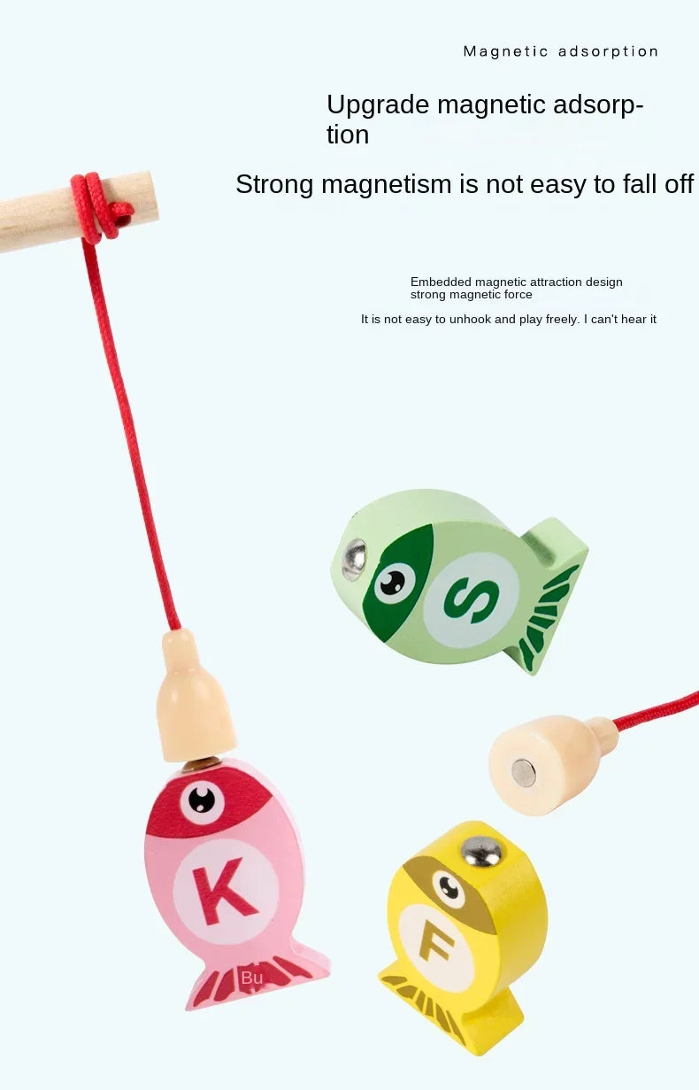 Children Wooden Fishing Game Toys Gift Early Education Alphabet Numeric Cognitive Toys Children Interactive Games Toys for Gifts