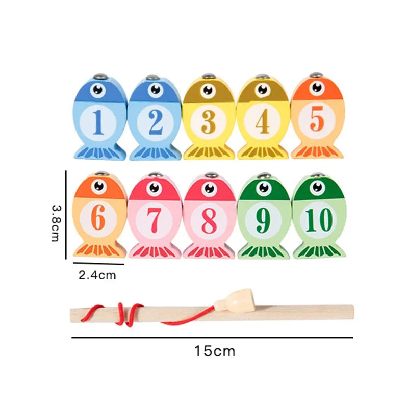 Children Wooden Fishing Game Toys Gift Early Education Alphabet Numeric Cognitive Toys Children Interactive Games Toys for Gifts