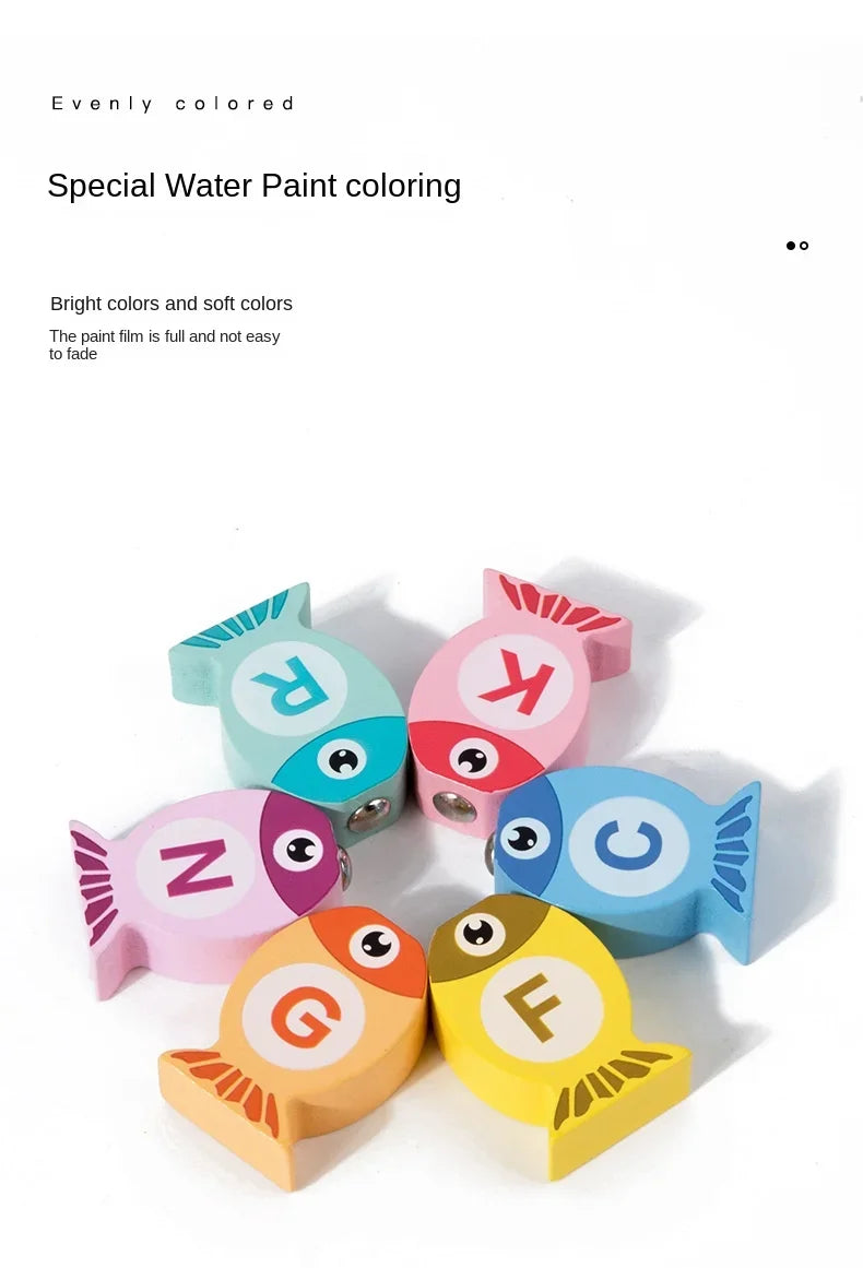Children Wooden Fishing Game Toys Gift Early Education Alphabet Numeric Cognitive Toys Children Interactive Games Toys for Gifts