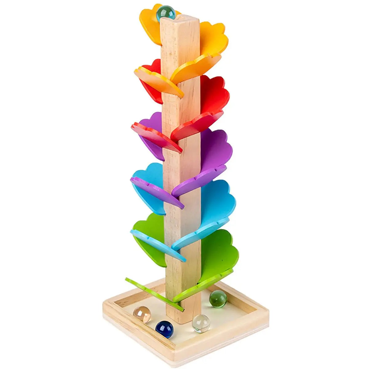 Children's music tree toys, wooden beads, rainbow petals, puzzle building blocks, early education, falling leaves, rolling balls