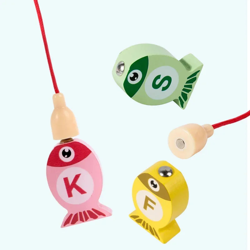 Children Wooden Fishing Game Toys Gift Early Education Alphabet Numeric Cognitive Toys Children Interactive Games Toys for Gifts